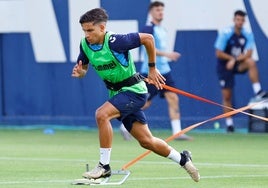 Haitam, durante un reciente entrenamiento del Málaga.