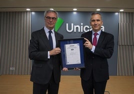 José Sevilla, presidente de Unicaja, y Rafael García Meiro, consejero delegado de Aenor.