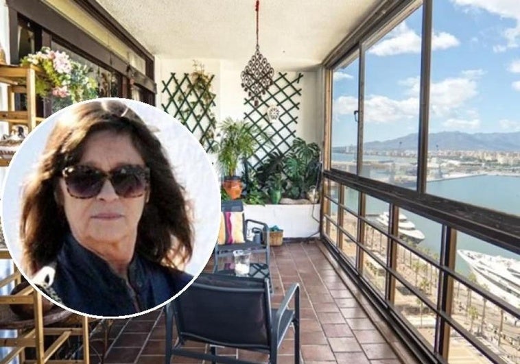 Pepa Flores, en una imagen de archivo sobre la imagen de una terraza del ático en venta.