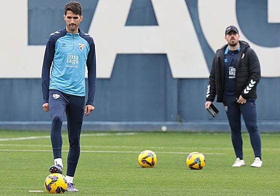 Juanpe, en la sesión de entrenamiento de este miércoles.