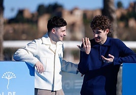 Hugo Welzel y Christian Checa en el Photocall de la película 'Enemigos'.
