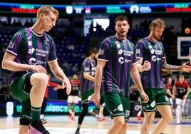 Díaz, Barreiro y Balcerowski, durante un calentarmiento.