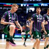 Díaz, Barreiro y Balcerowski, durante un calentarmiento.