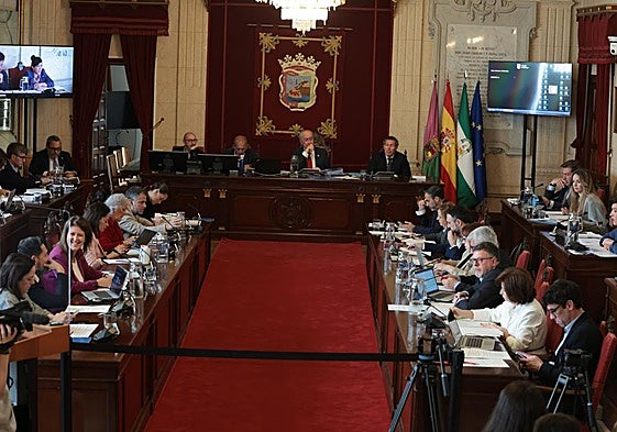 En la imagen, la Corporación de Málaga en pleno este jueves.