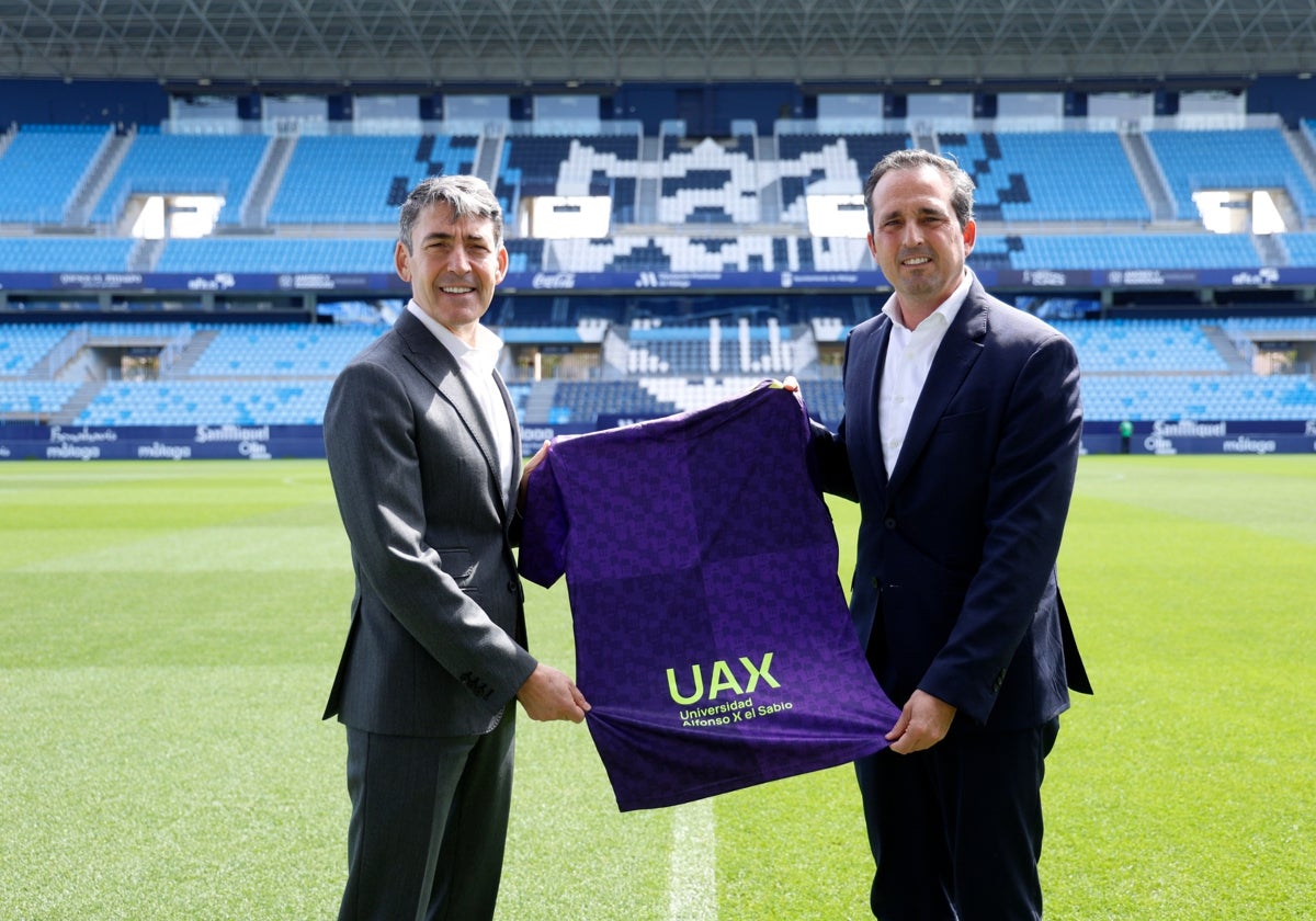 Domingo Mirón, CEO del Grupo Educativo UAX, y Kike Pérez, director general del Málaga.