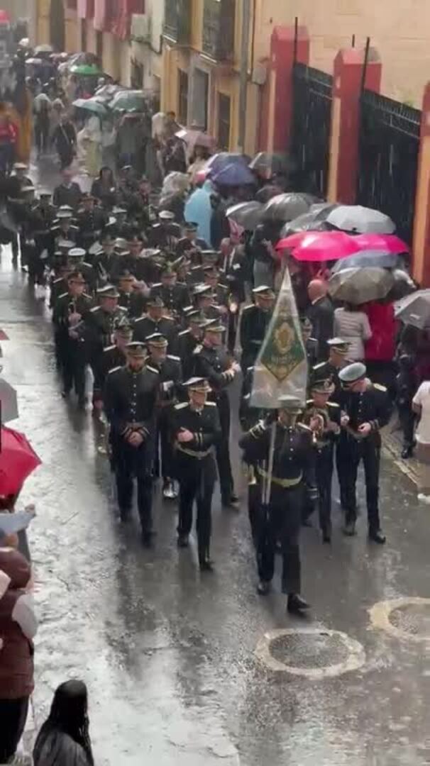 Diluvio en Málaga el Martes Santo sobre las siete de la tarde