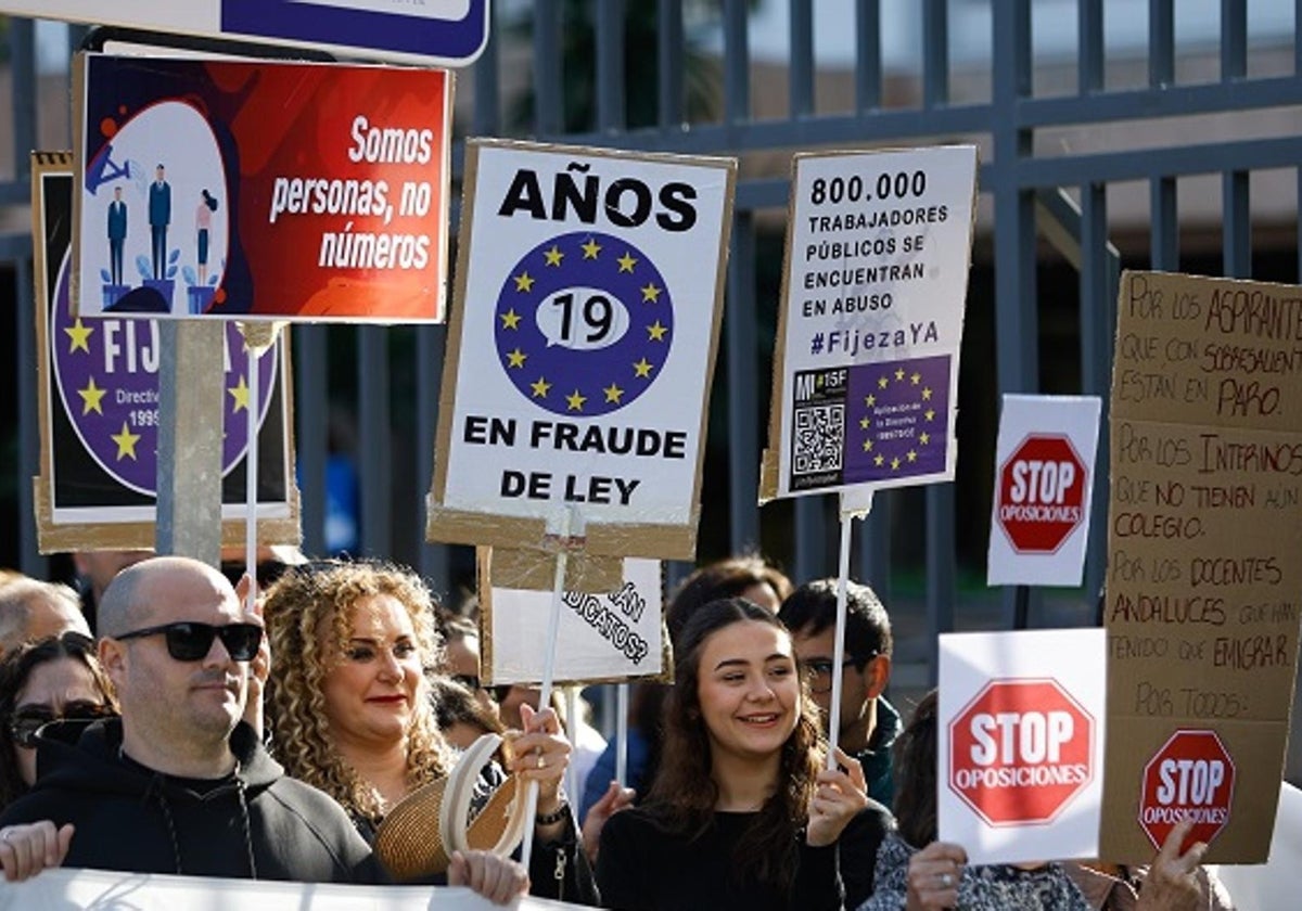Imagen de archivo de una de las protestas de los interinos, tomada en Málaga.