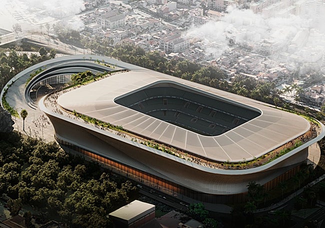 Imagen de cómo quedaría el estadio de La Rosaleda, aunque el proyecto final variará.