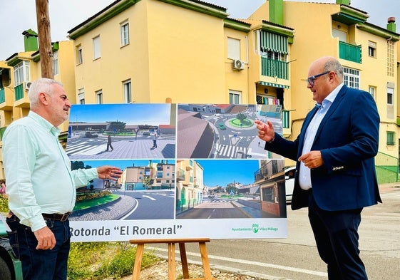 El concejal de Infraestructuras y el alcalde veleño, este viernes en la presentación de la actuación.