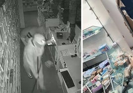 Roban en dos farmacias de Málaga en menos de una semana reventando a mazazos los escaparates