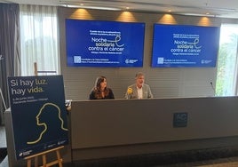 Joaquín Morales, presidente de la AECC, y Ana Cabrera, de la Fundación Unicaja.