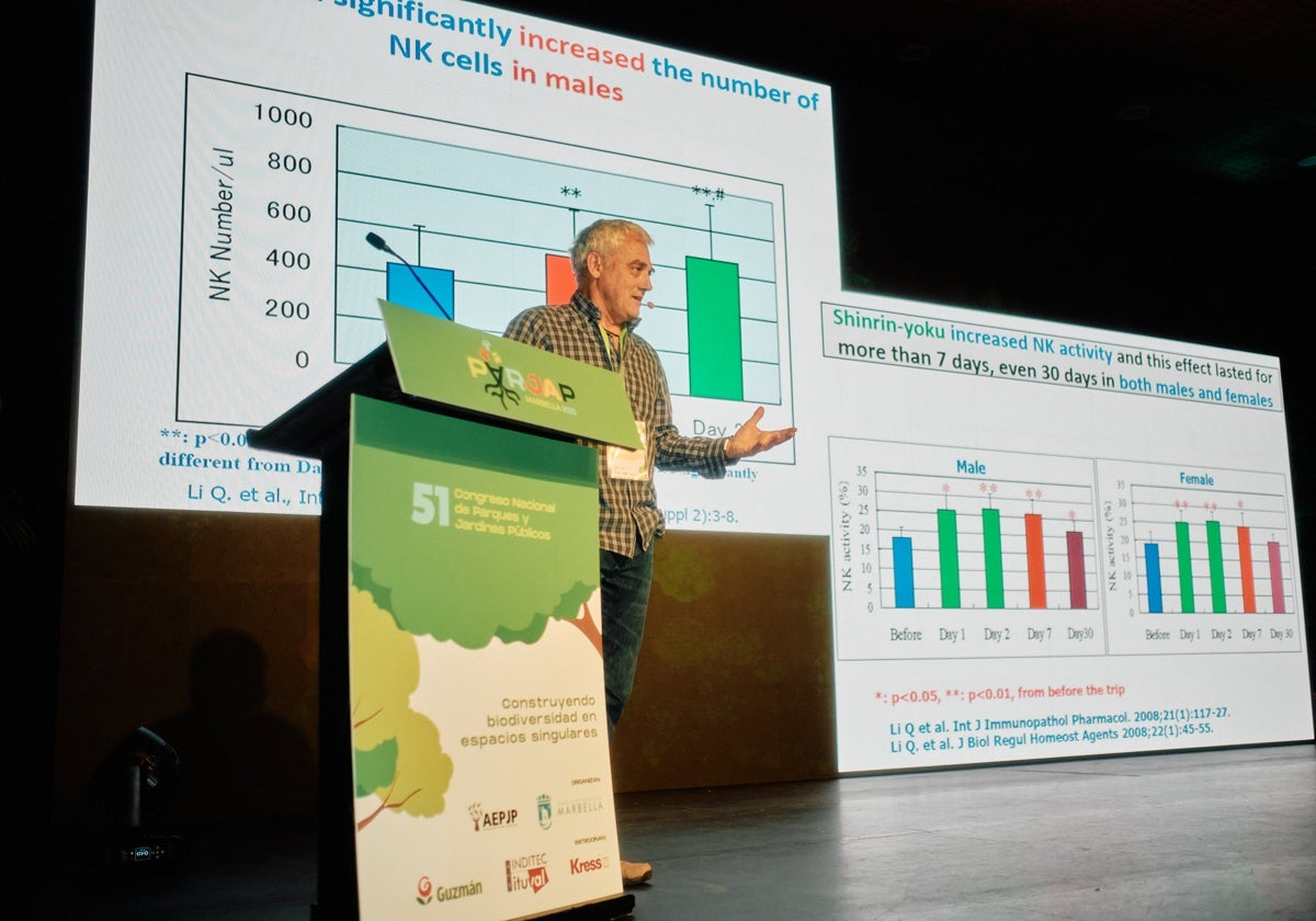 El ingeniero Gerard Passola, CEO de Doctor Árbol, en el 51º Congreso Nacional de Parques y Jardines.