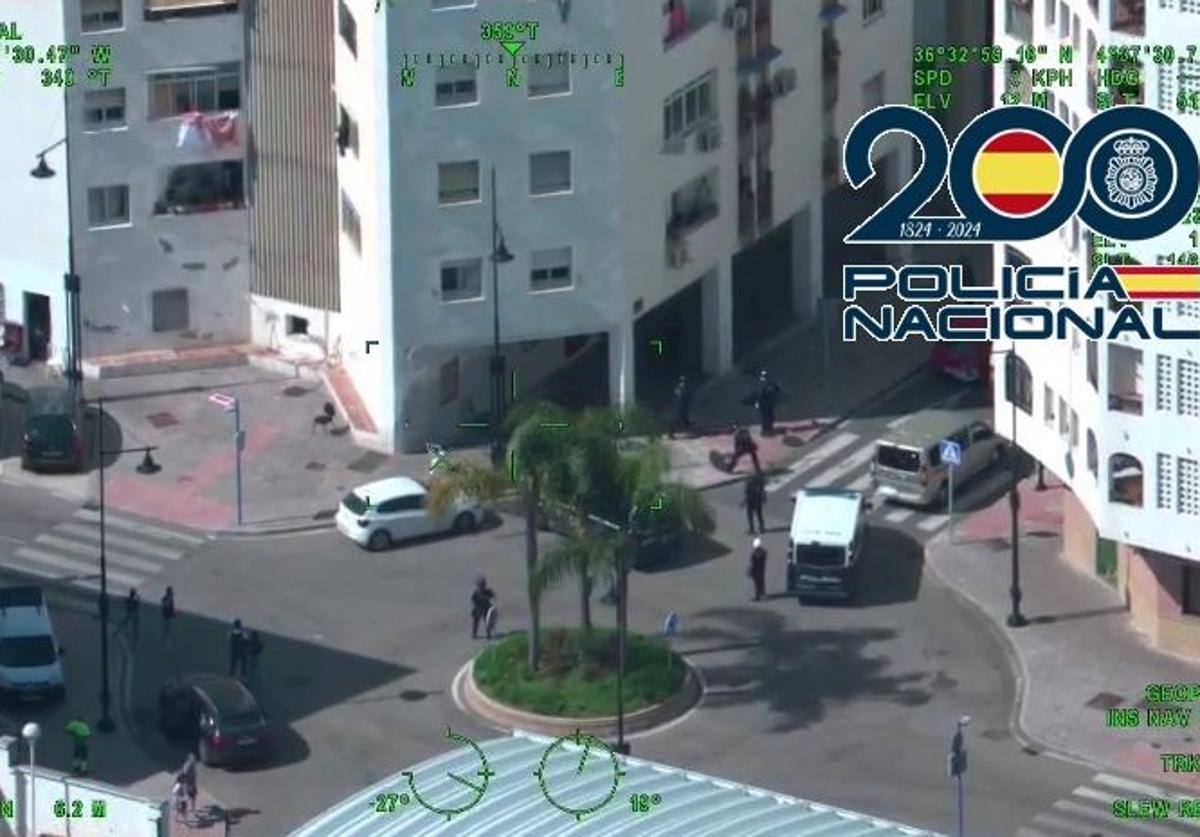 Imagen aérea del dispositivo policial
