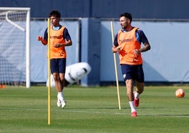 Álex Pastor, durante un ejercicio físico en el entrenamiento del martes.