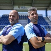Bravo y Funes, en el campo principal de la Ciudad Deportiva del Málaga, donde juega el Atlético Malagueño.