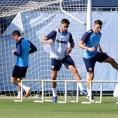 Nelson, Luismi y Dani Lorenzo, durante un entrenamiento reciente.