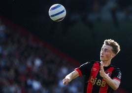 Dean Huijsen, en uno de sus últimos partidos con el Bournemouth.