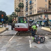 Obras en la glorieta de Las Chapas para el desvío de tráfico en Eugenio Gross.