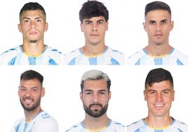 Arriba, de izquierda a derecha: Rahmani, Lobete y Luismi; en la de abajo, Baturina, Álex Pastor y Castel.