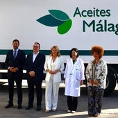 Carolina España, portavoz del Gobierno andaluz, este viernes, en Málaga, duranta su visita a Aceites Málaga.