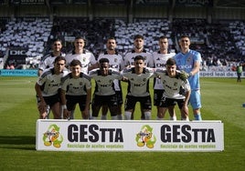 El último once del Burgos, ante el Levante en El Plantío.