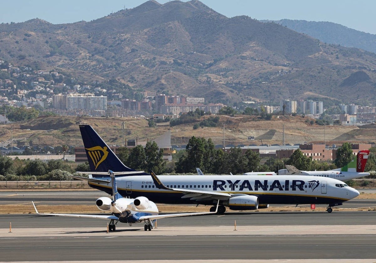 Avión de Ryanair en Málaga.