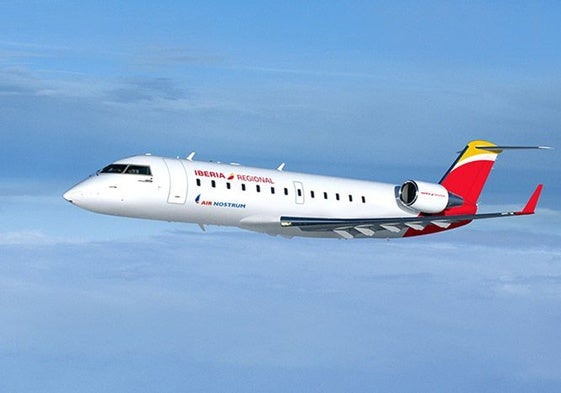 Avión de la flota de Air Nostrum, aerolínea franquiciada de Iberia.