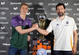 Alberto Díaz y Sergi Llull, capitanes del Unicaja y el Real Madrid, en la pasada Copa del Rey.