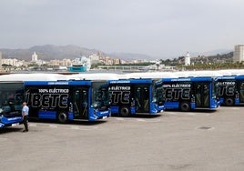 Nuevos autobuses de la flota 100% eléctrica de la EMT de Málaga.