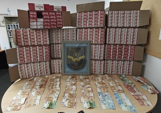 Tabaco y dinero decomisado.