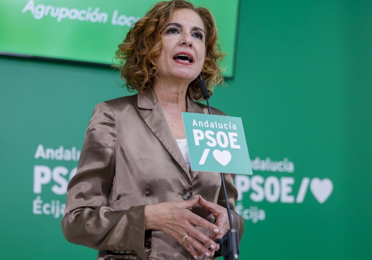 María Jesús Montero, en un acto con la militancia en la localidad sevillana de Écija.