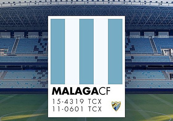La gama de colores blanco y celeste de la camiseta oficial del Málaga para la temporada 2025-26.