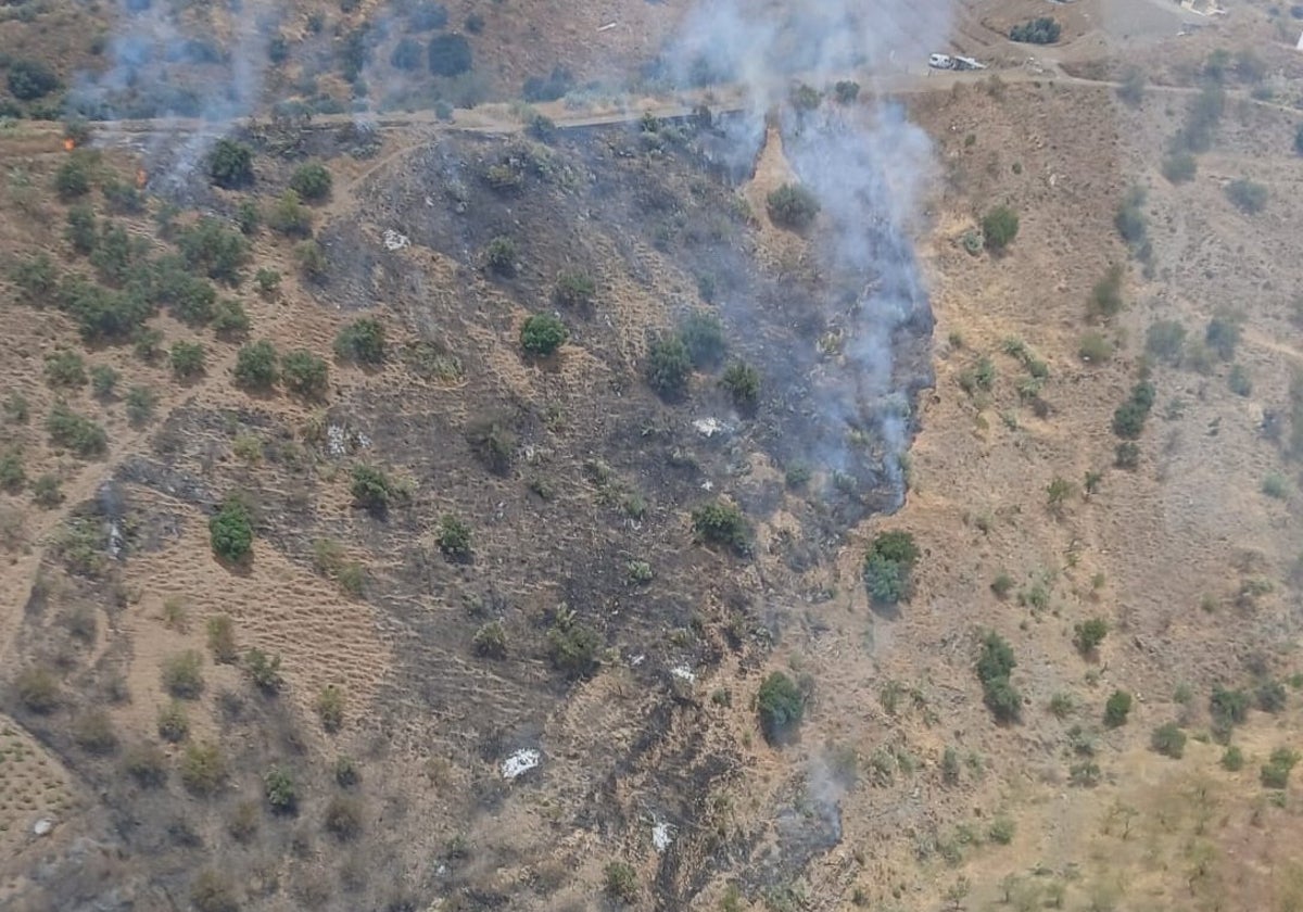 Imagen de la zona afectada por el fuego, en el paraje Sandobal.