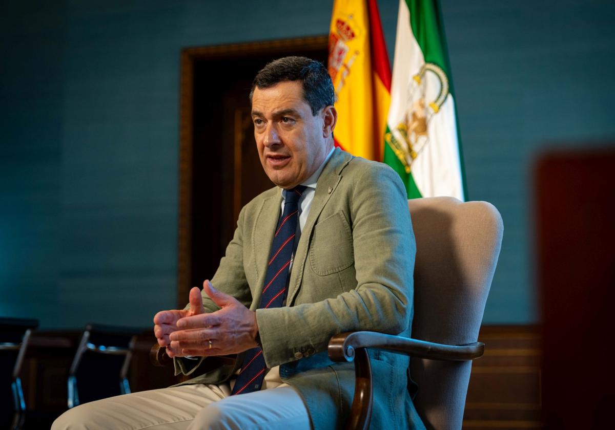 Juanma Moreno, el pasado jueves en el Palacio de San Telmo.