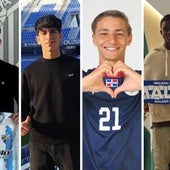 Álex Abad, Diego Ramírez, Lucas Bretón y Mohamed Cherif Diarra, refuerzos recientes del Juvenil del Málaga.