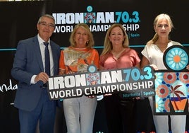 Salado, Muñoz, Bertsch y Del Pozo, este viernes en la presentación del Mundial de Ironman 70.3 de Marbella.