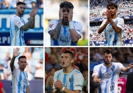 Dioni, Antoñito, Kevin, Manu Molina, Rahmani y Baturina, los jugadores que ya no pertenecen al Málaga.