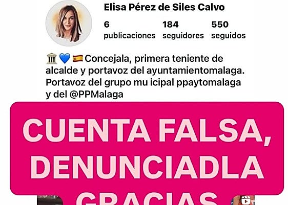 Suplantan la cuenta de Instagram de la teniente alcalde de Málaga, Elisa Pérez de Siles