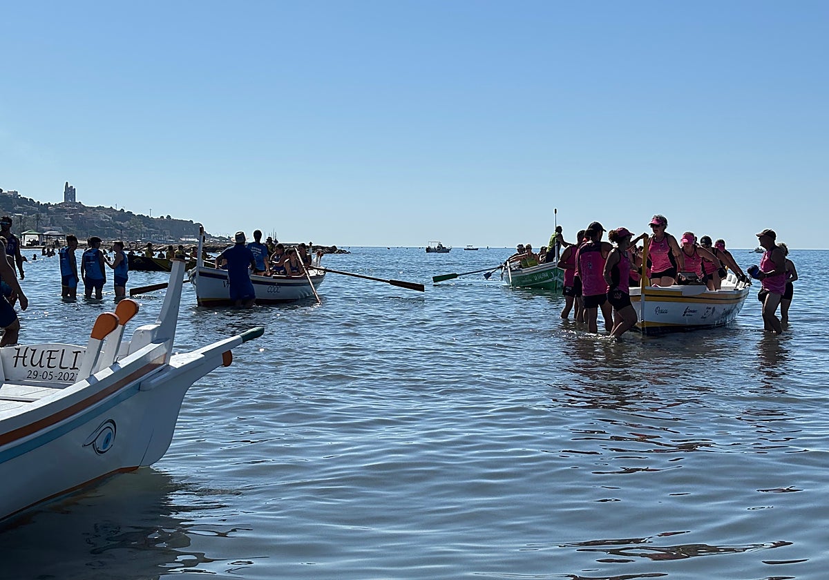 Imagen de la jornada de la Liga Provincial de Jábegas en la playa de El Palo.