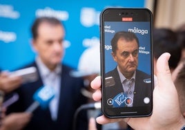 José María Muñoz, el administrador judicial del Málaga, durante la comparecencia.