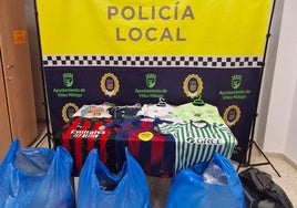 Imagen de las prendas falsificadas intervenidas por la Policía Local en Vélez-Málaga.