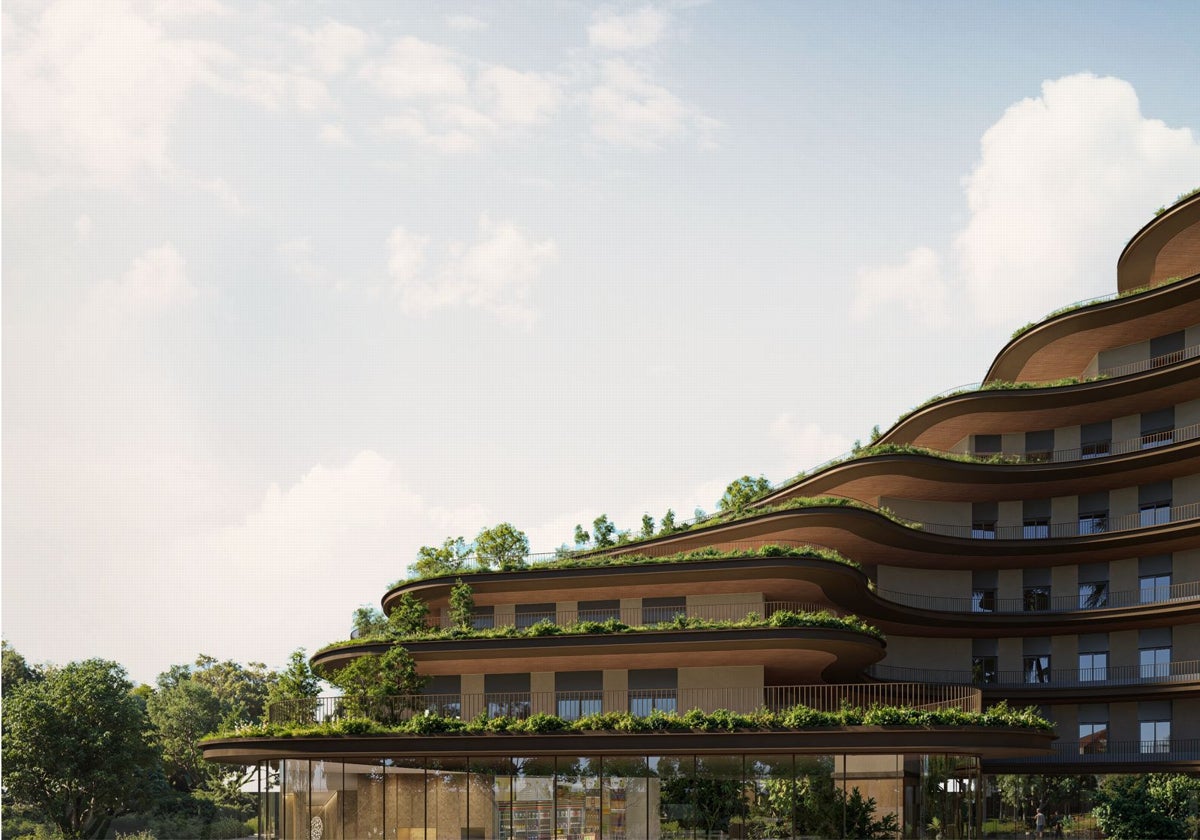 Recreación del edificio circular incluido en la propuesta de Urbania-Fundación Unicaja y Guamar.