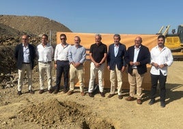 Acto de colocación de la primera piedra, este miércoles en Vélez-Málaga.