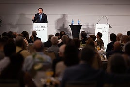 El ministro de Transportes, Oscar Puente, durante su intervención.