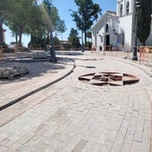 Vista de parte de los trabajos que se están desarrollando en el entorno de la iglesia de Santo Domingo.