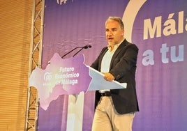 Bendodo, este viernes, durante el foro económico organizado por el PP provincial.