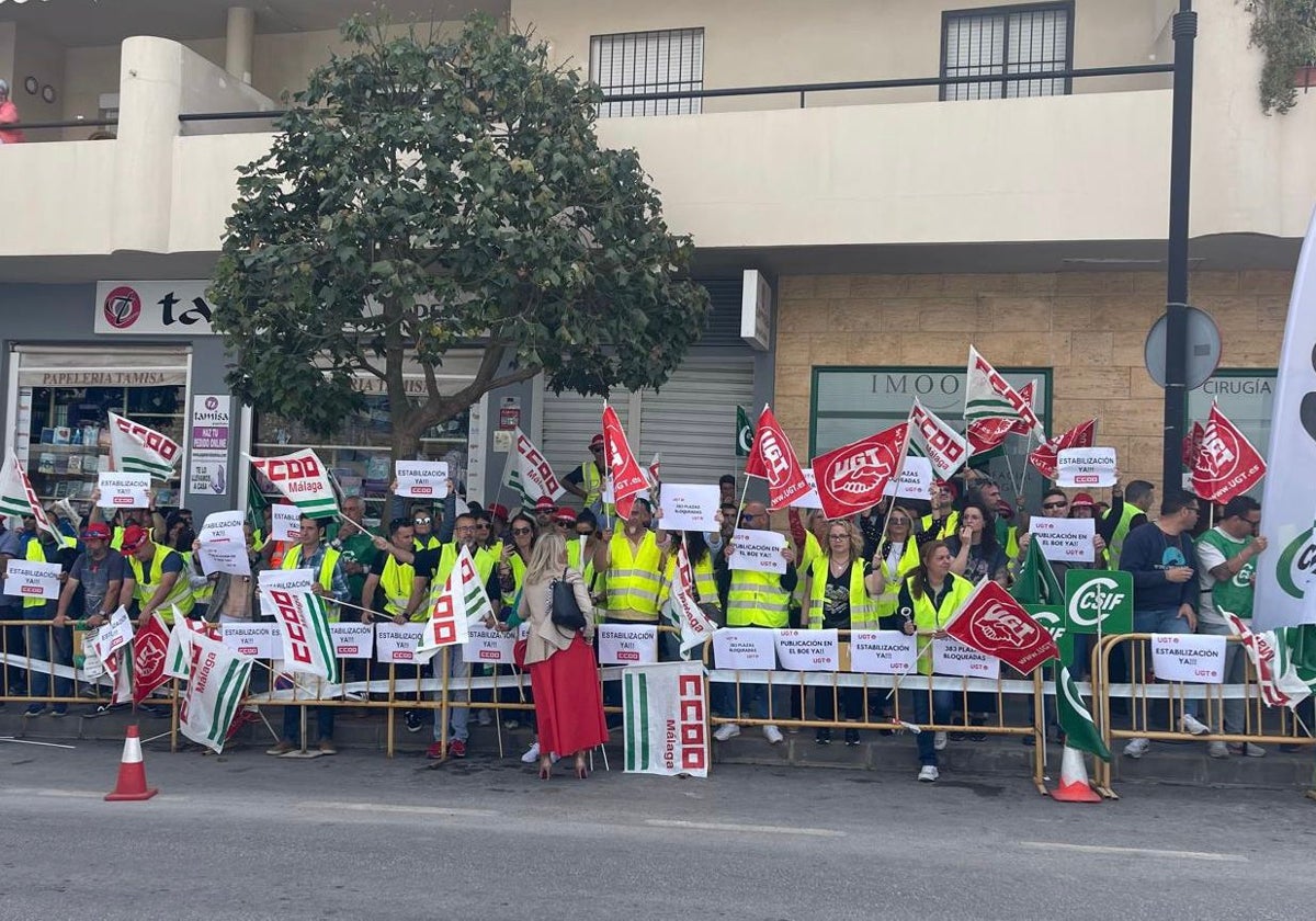 Imagen de una protesta sindical por la estabilización de la plantilla del Ayuntamiento de Mijas.