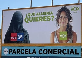 Cartel en la localidad almeriense de El Ejido.