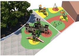 Zona donde se están realizando las obras del nuevo parque infantil 'La Trocha'.