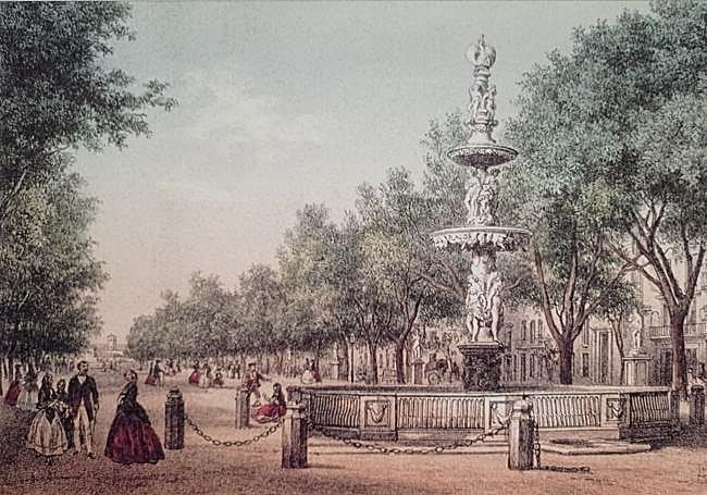 Vista de la Alameda hacia 1800, por Isidoro Laurent.